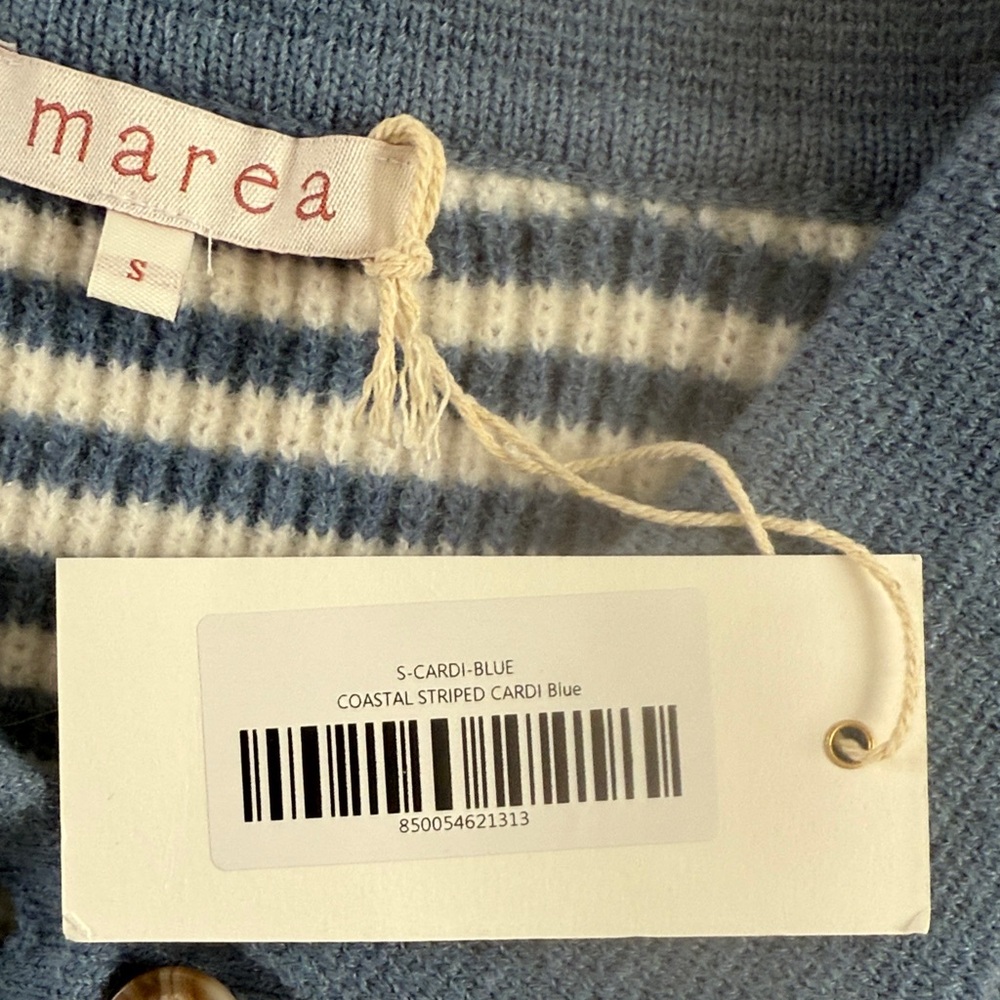 Marni Blue & White Striped Polo Cardigan - Picture 3 of 4